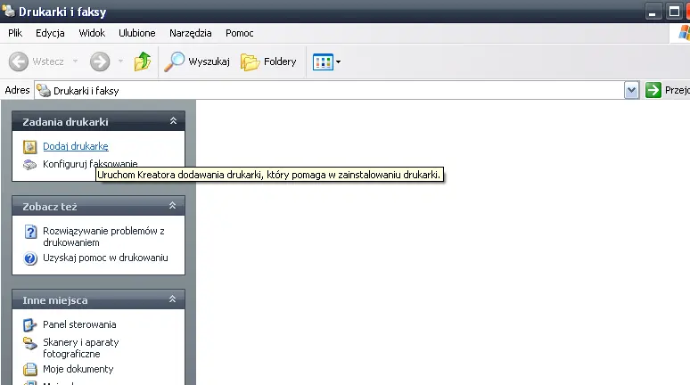 Drukarki i faksy w Windows XP