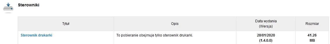 Link do pobrania Sterownika Drukarki