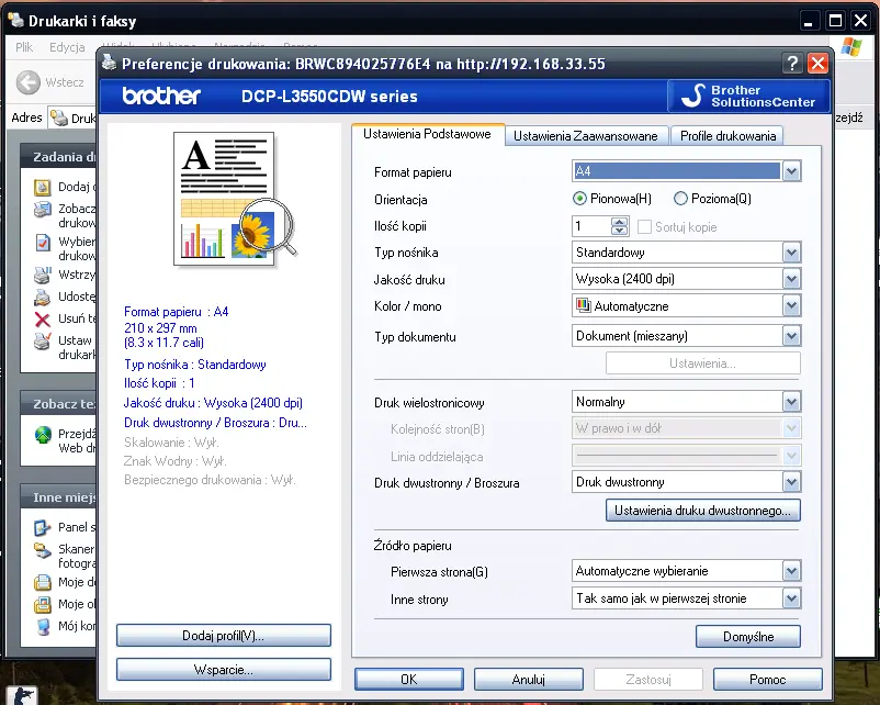 Preferencje drukowania
