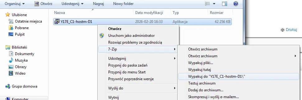 Rozpakowywanie pliku EXE typu self-extract za pomocą 7-zip