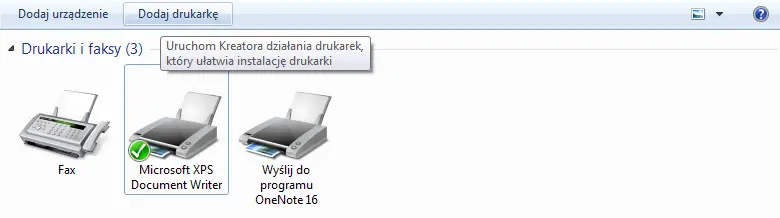 Dodawanie drukarki w Urządzeniach i drukarkach